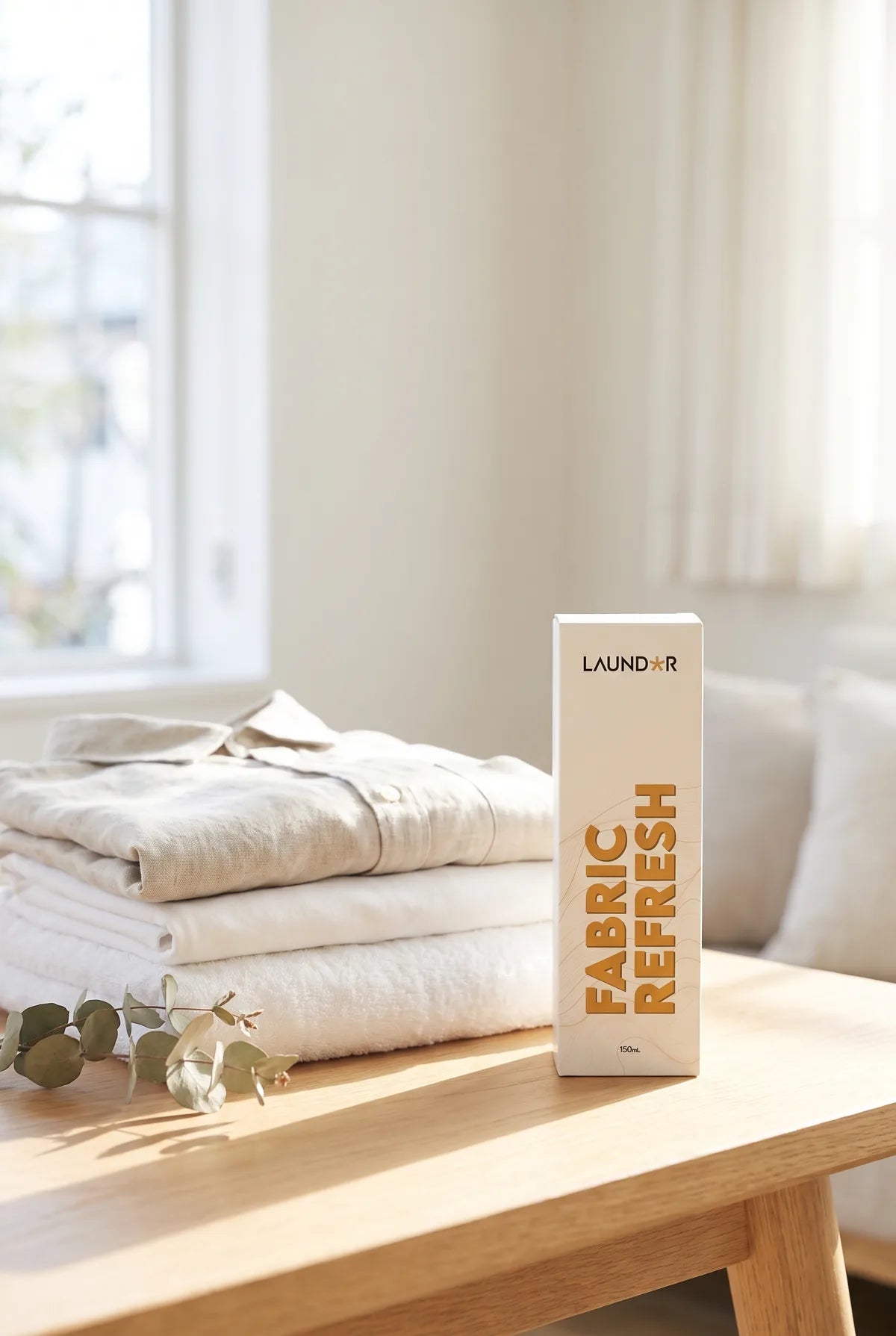 LAUNDOR Fabric Refresh with folded apparel