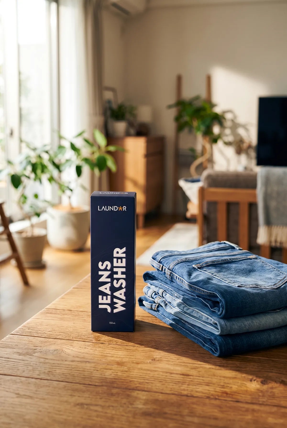 LAUNDOR Jeans Washer with folded denim